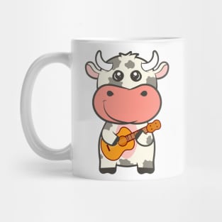 Kawaii Cow Playing Acoustic Guitar Cartoon Mug